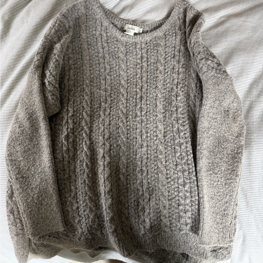 Elegant Beige Cable Knit Sweater